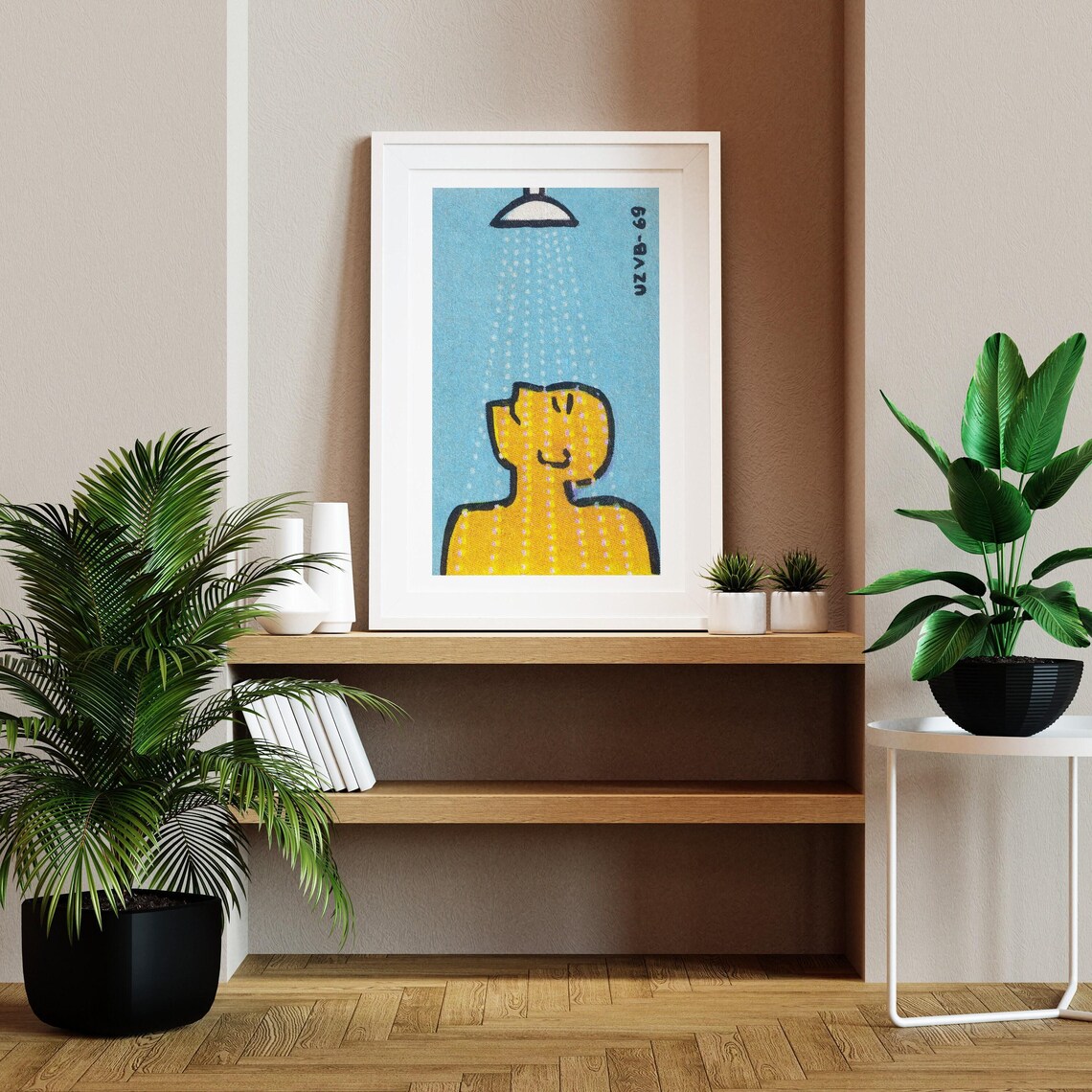 Man Under Shower Czech Vintage Matchbox Poster - Image 2