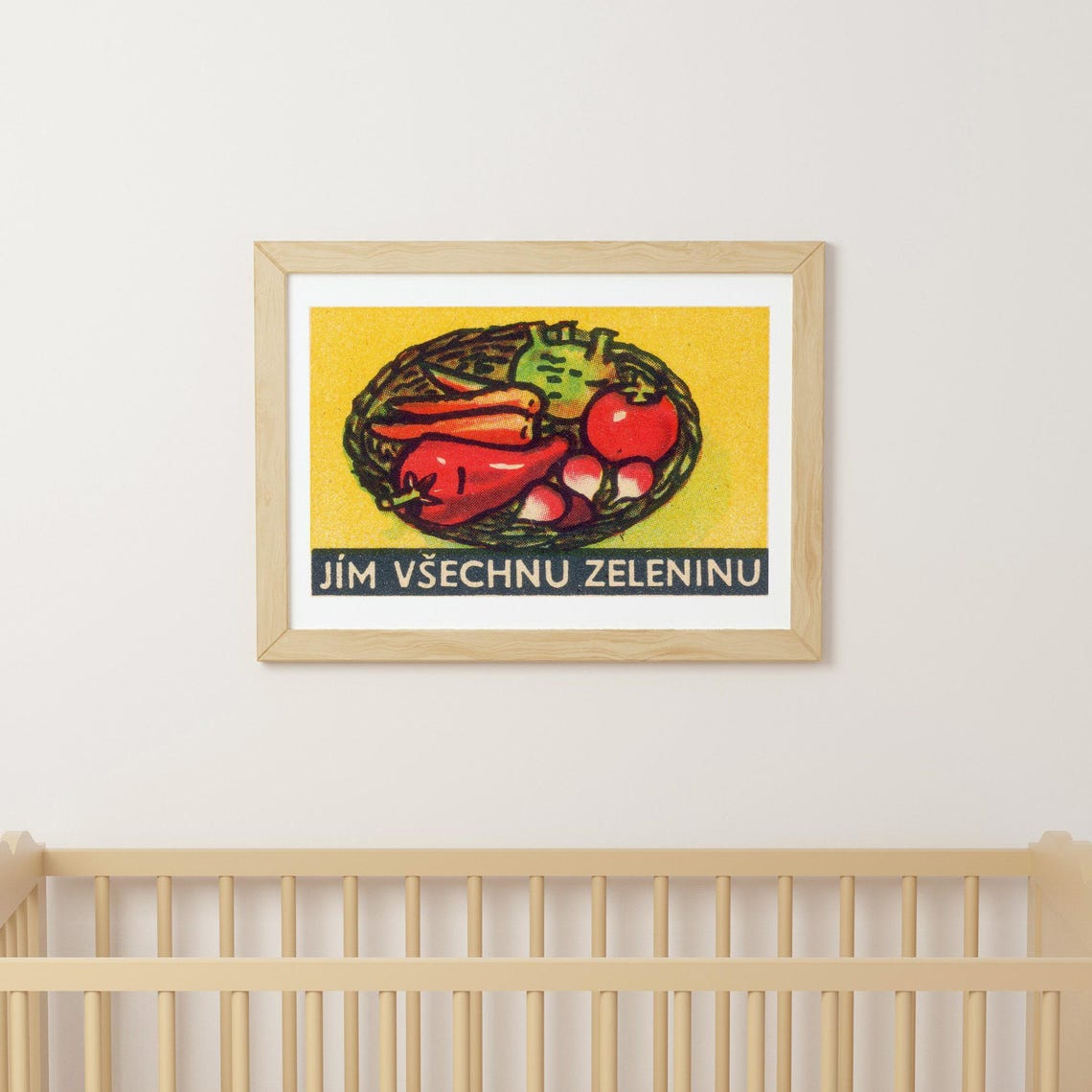 I Eat All Vegetables Vintage Czech Matchbox Label Art Poster - Image 3