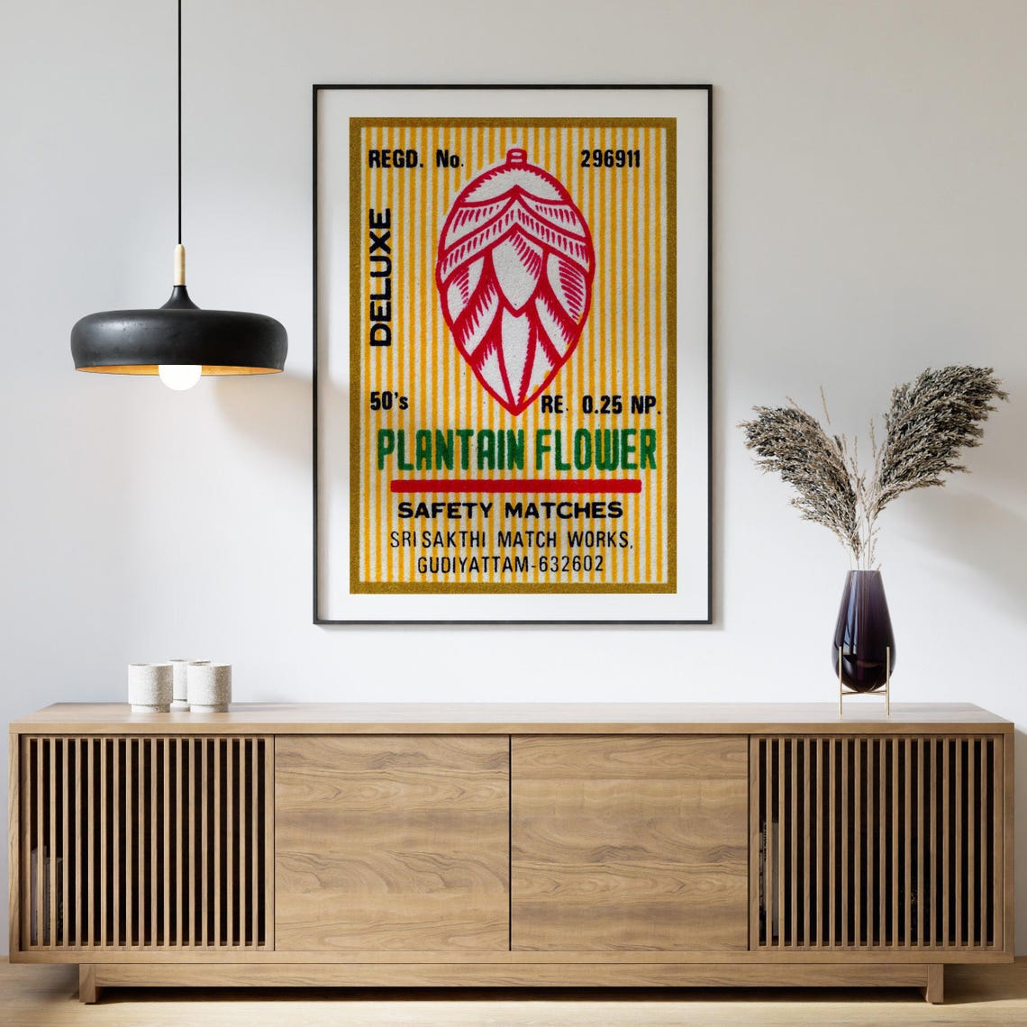 Plantain Flower Indian Safety Matches Vintage Label Art Poster - Image 4