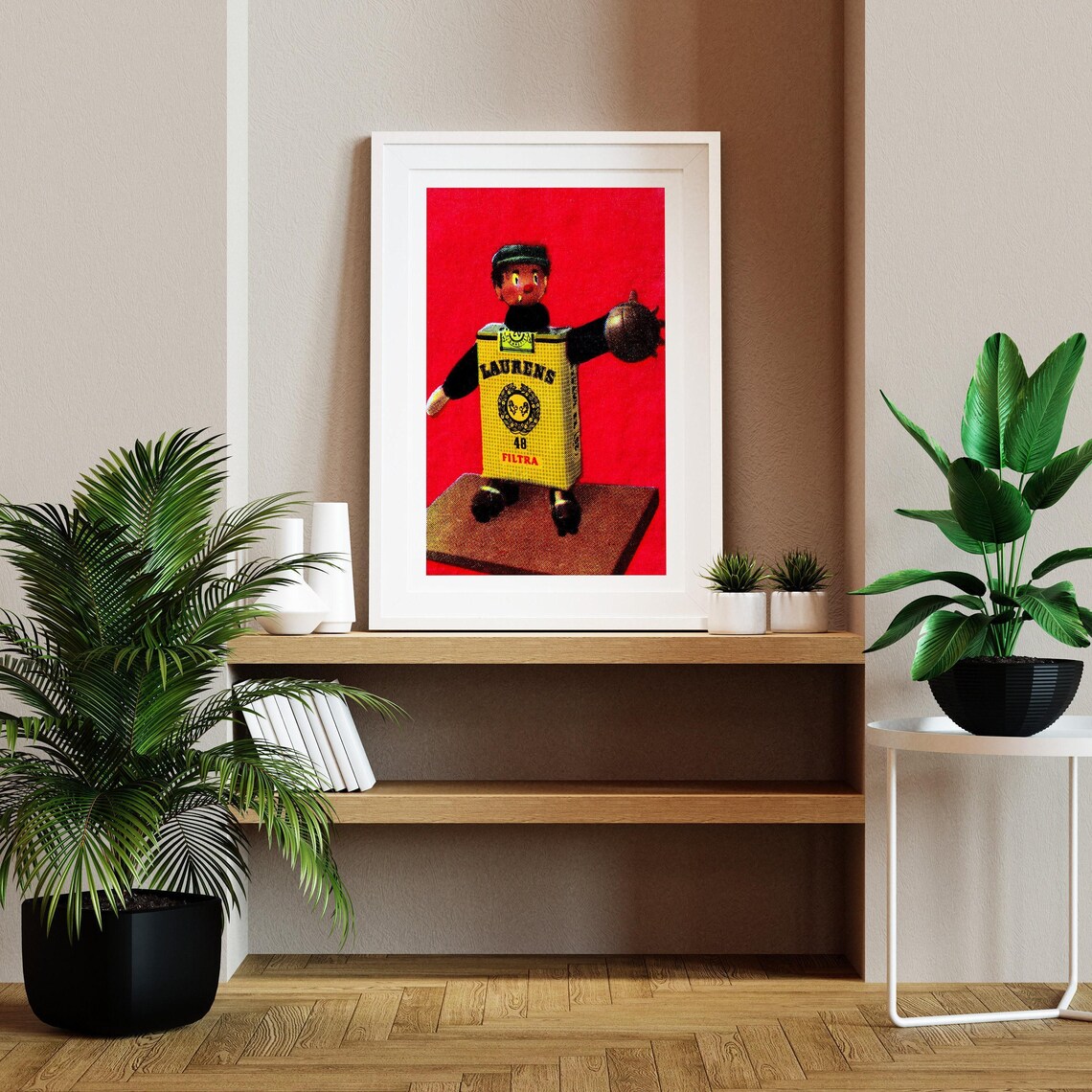 Laurens Matchbox Boy with Ball Vintage Advertising Art Poster - Image 2
