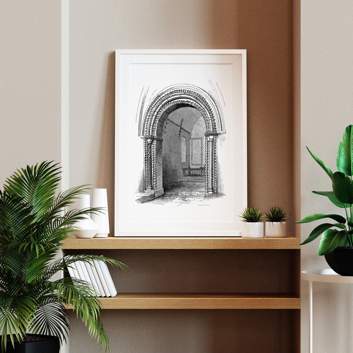 Norman Chancel Arch Oxfordshire Chevron Ornament Engraving Poster - Image 2