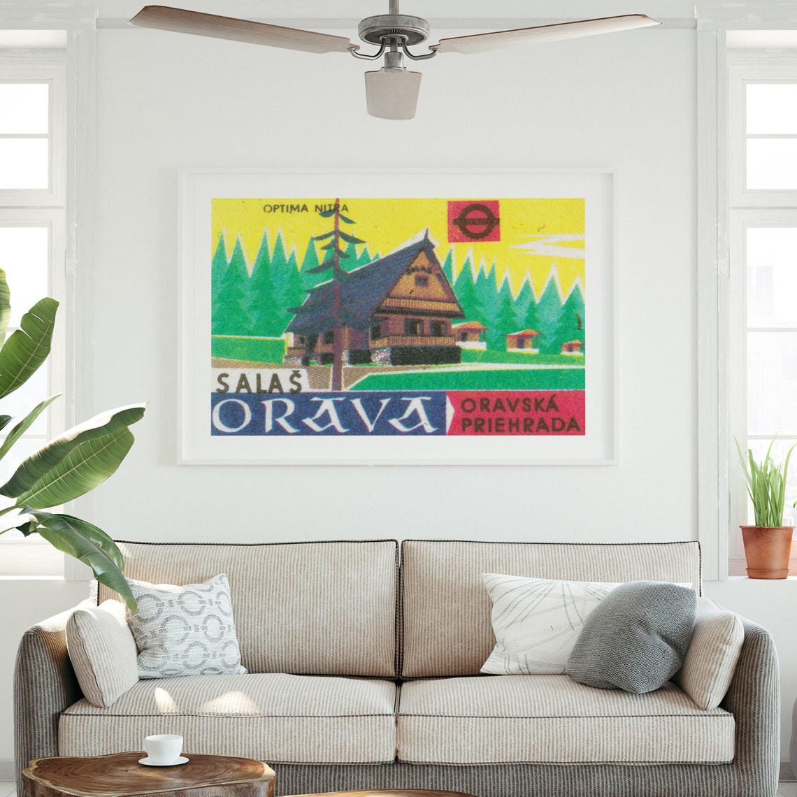 Salas Orava Mountain Chalet Forest Yellow Vintage Matchbox Poster - Image 3