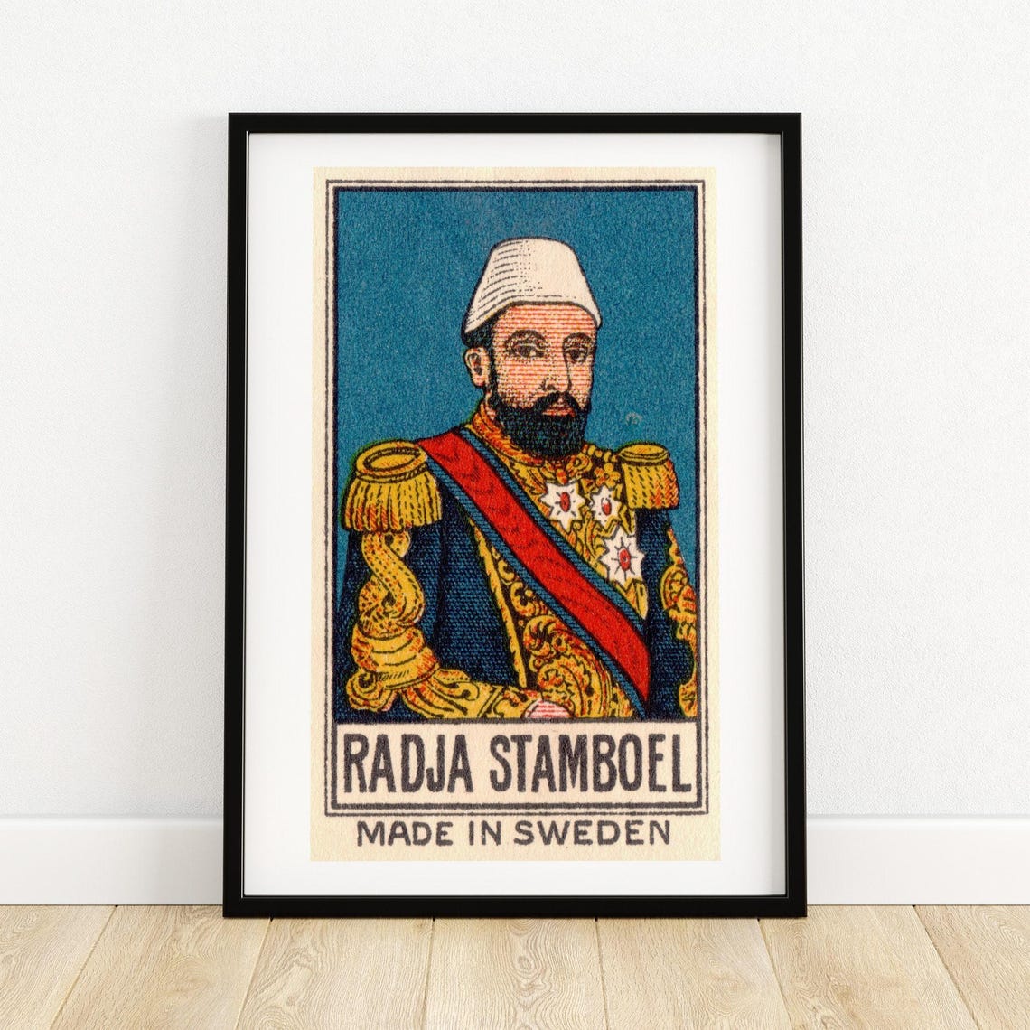 Radja Stamboel Uniformed Officer Swedish Vintage Label Poster
