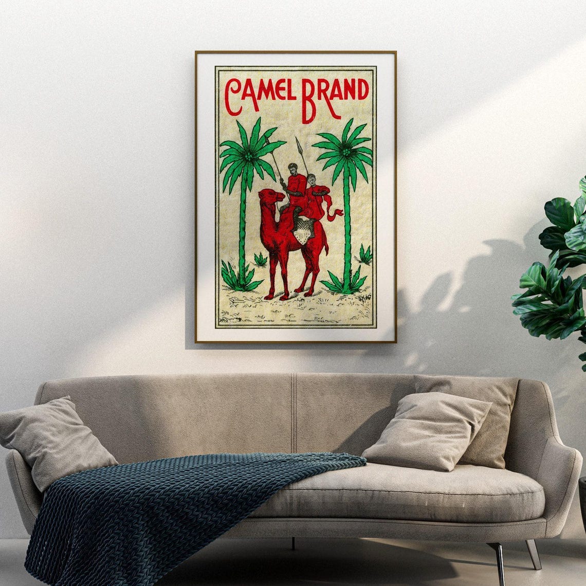 Camel Brand Red Camel Riders Palm Trees Vintage Desert Poster - Image 3