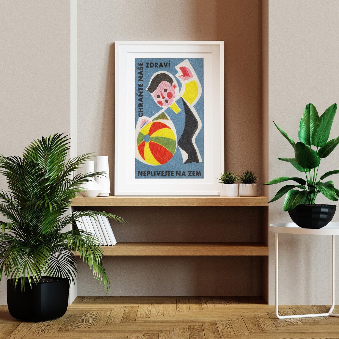 Boy Playing With Beach Ball, Vintage Czech Poster Print - Image 2
