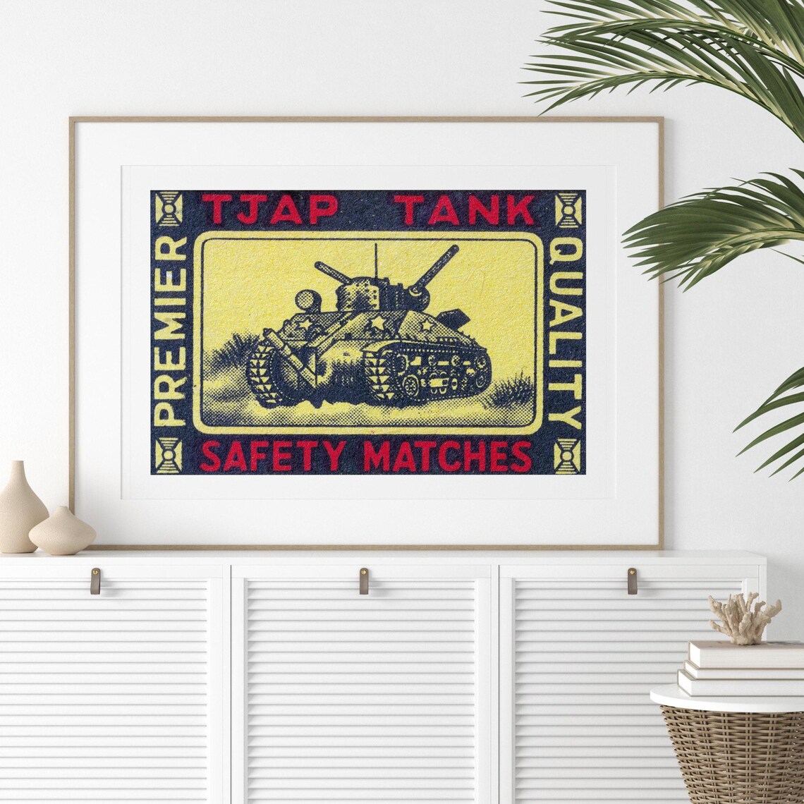 Tjap Tank Military Battle Vintage Matchbox Label Army Art Poster - Image 2