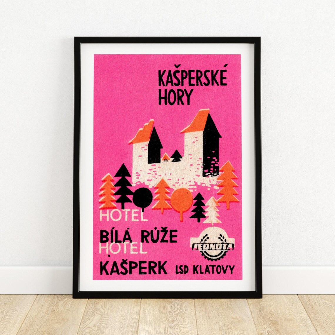 Kasperske Hory Hotel Bila Ruze Castle Czech Vintage Travel Poster