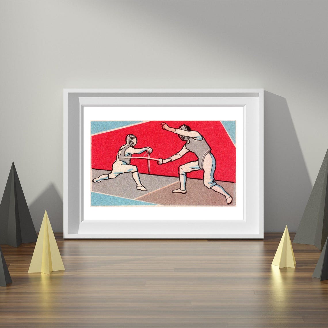 Fencing Duel Two Fencers Vintage Sports Illustration Art Poster - Image 4