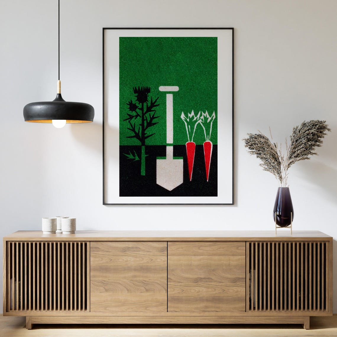Garden Spade Carrots Thistle Green Vintage Matchbox Art Poster - Image 4
