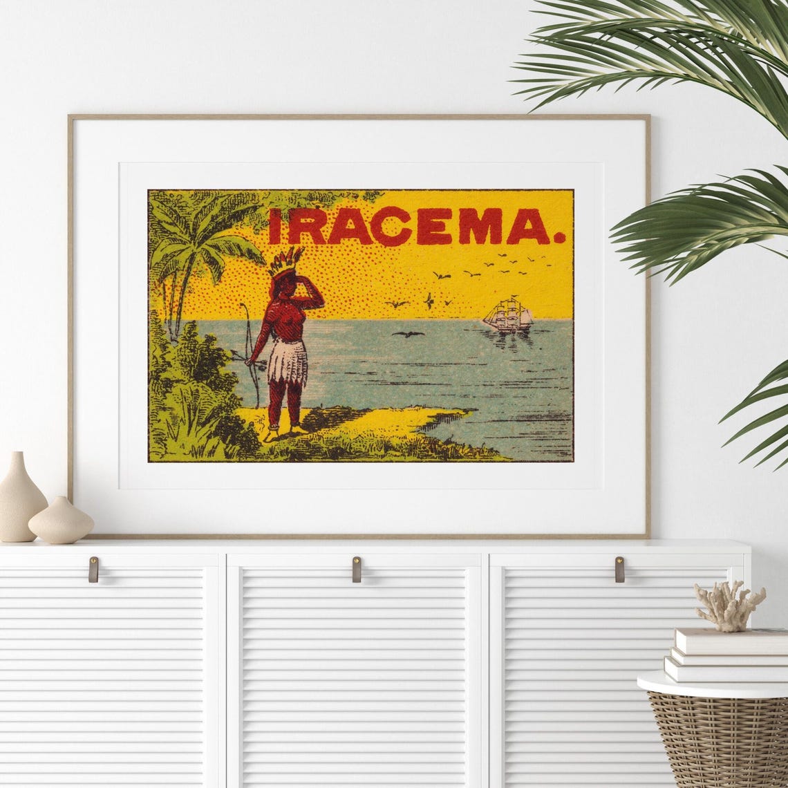 Iracema Native Archer Watching Ship Swedish Matchbox Label Poster - Image 2