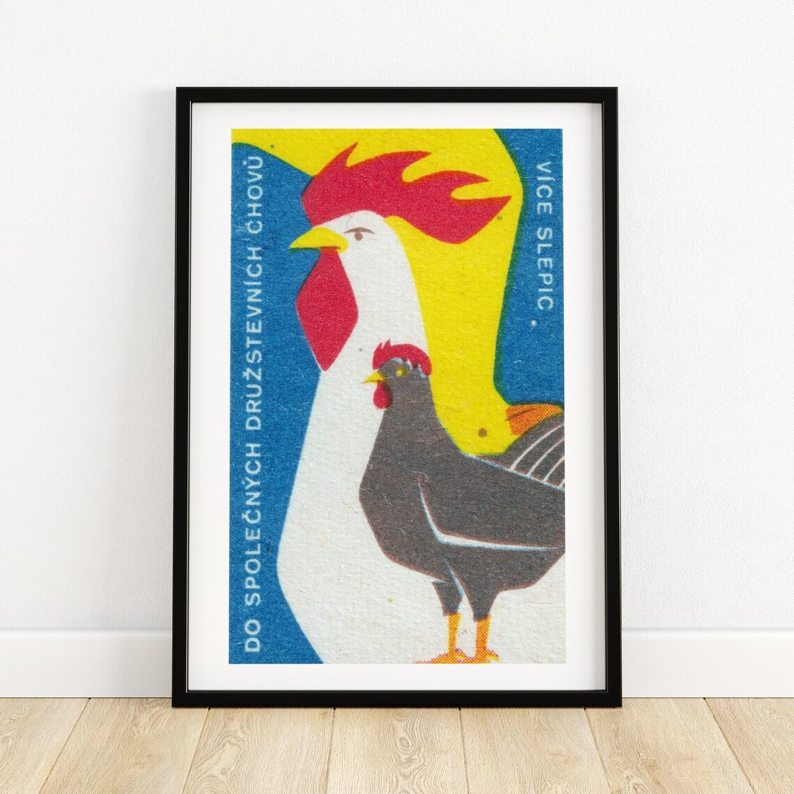 Chicken And Rooster Vintage Czech Art Print