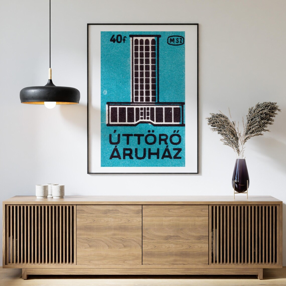 Úttörő Áruház Pioneer Store Vintage Hungarian Matchbox Label Poster - Image 4