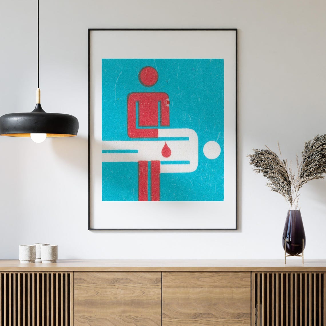 Vintage Blood Donor Icon Bold Red Minimalist Matchbox Art Poster - Image 4