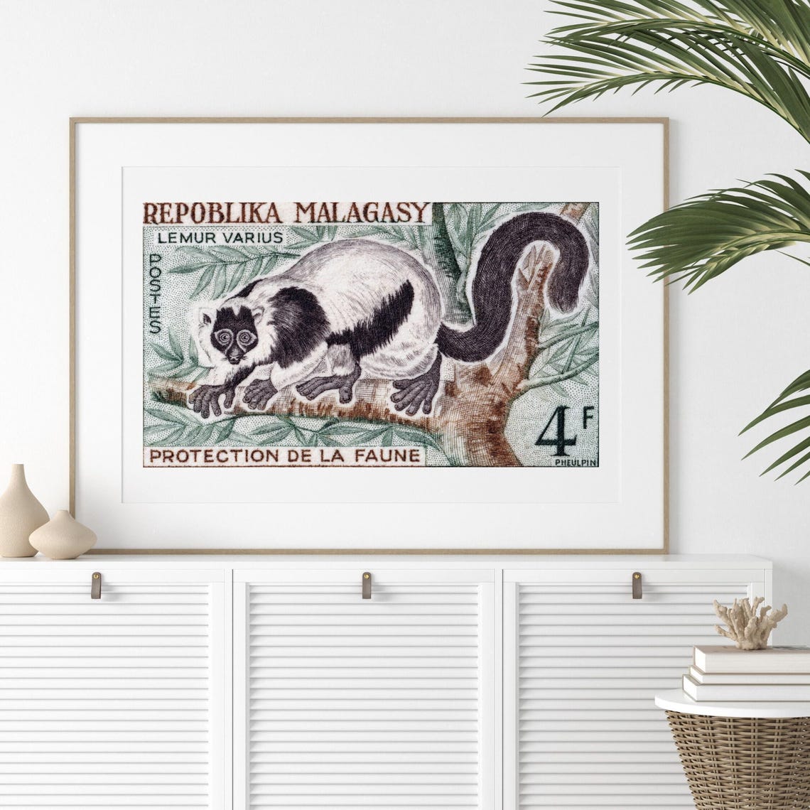 Madagascar Lemur Varius Wildlife Protection Vintage Stamp Poster - Image 2