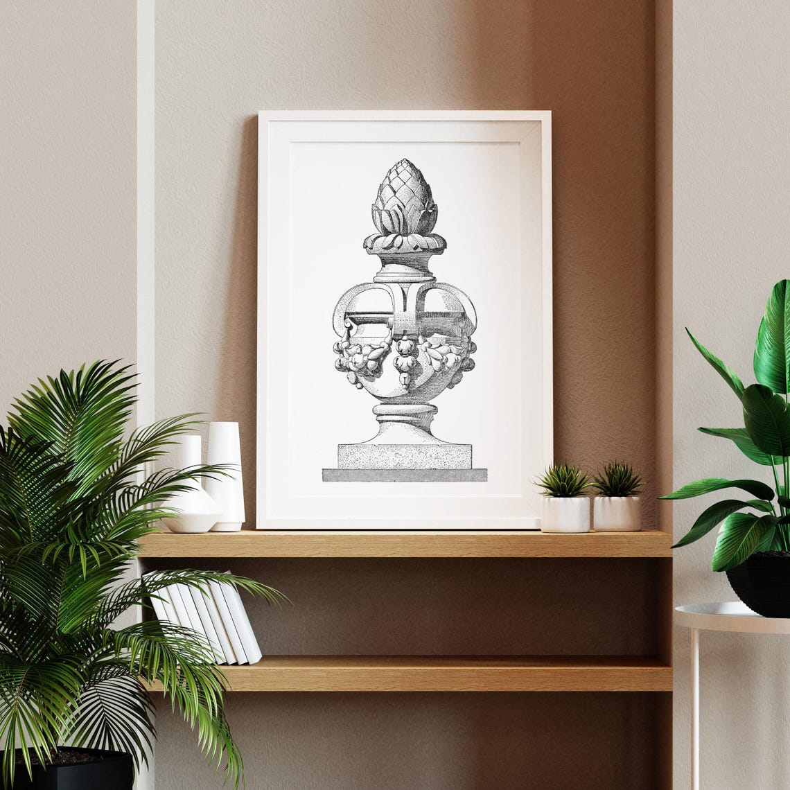 Ancient French Marble Vase Classical Architectural Engraving Poster - Image 2