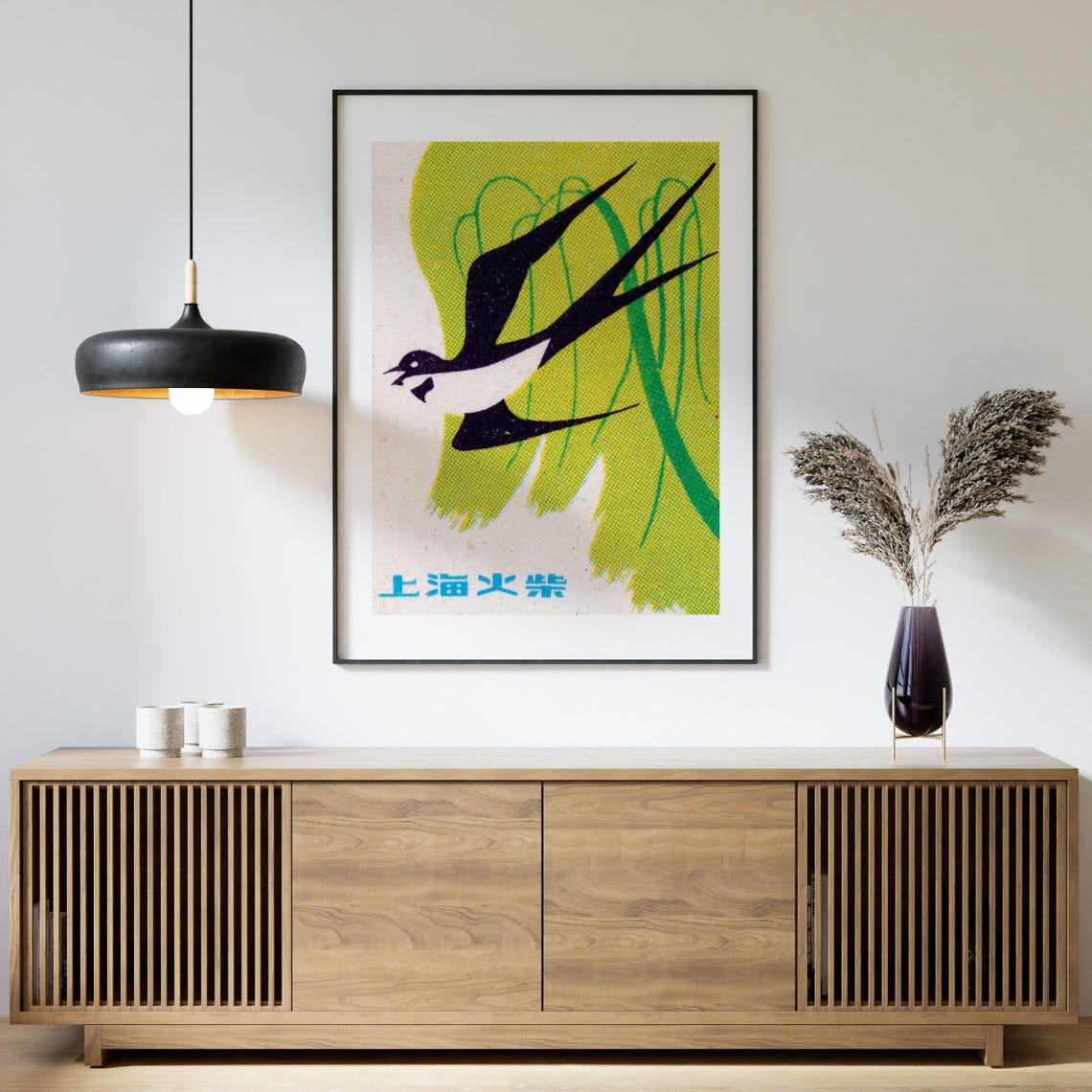 Flying Swallow Vintage Chinese Shanghai Matches Label Art Poster - Image 4