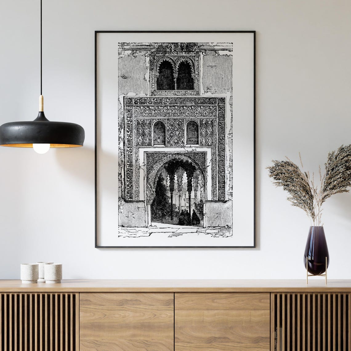 Alhambra Moorish Doorway Engraving Historic Spain Architecture Poster - Image 4