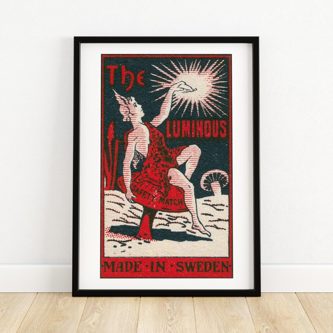 The Luminous Safety Match Swedish Mushroom Girl Matchbox Poster