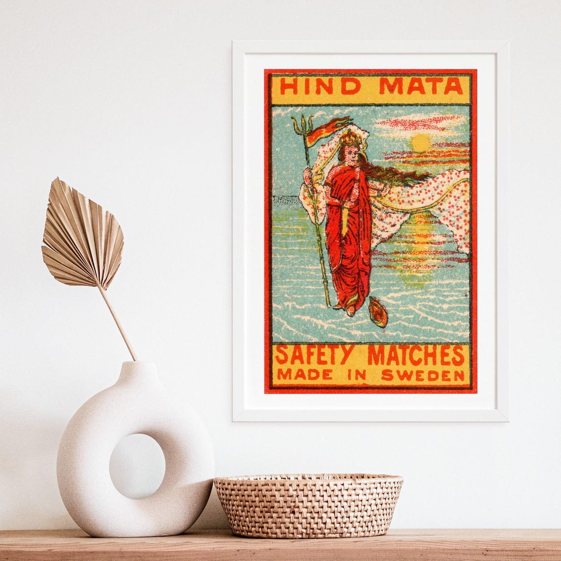 Hind Mata Sea Goddess Trident Swedish Vintage Safety Matches Poster - Image 4