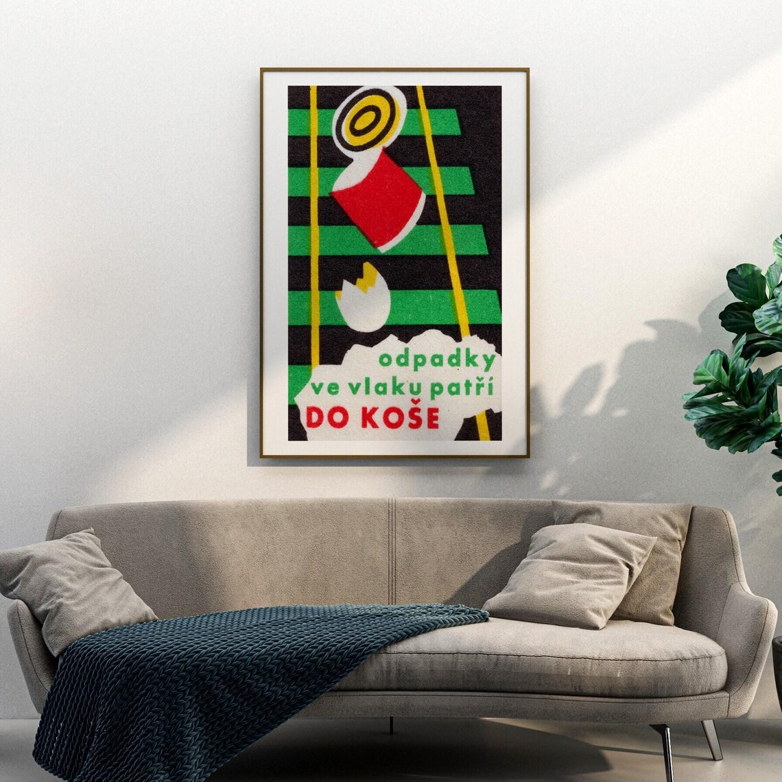 Odpadky ve Vlaku Patri do Kose Czech Train Litter Vintage Poster - Image 3