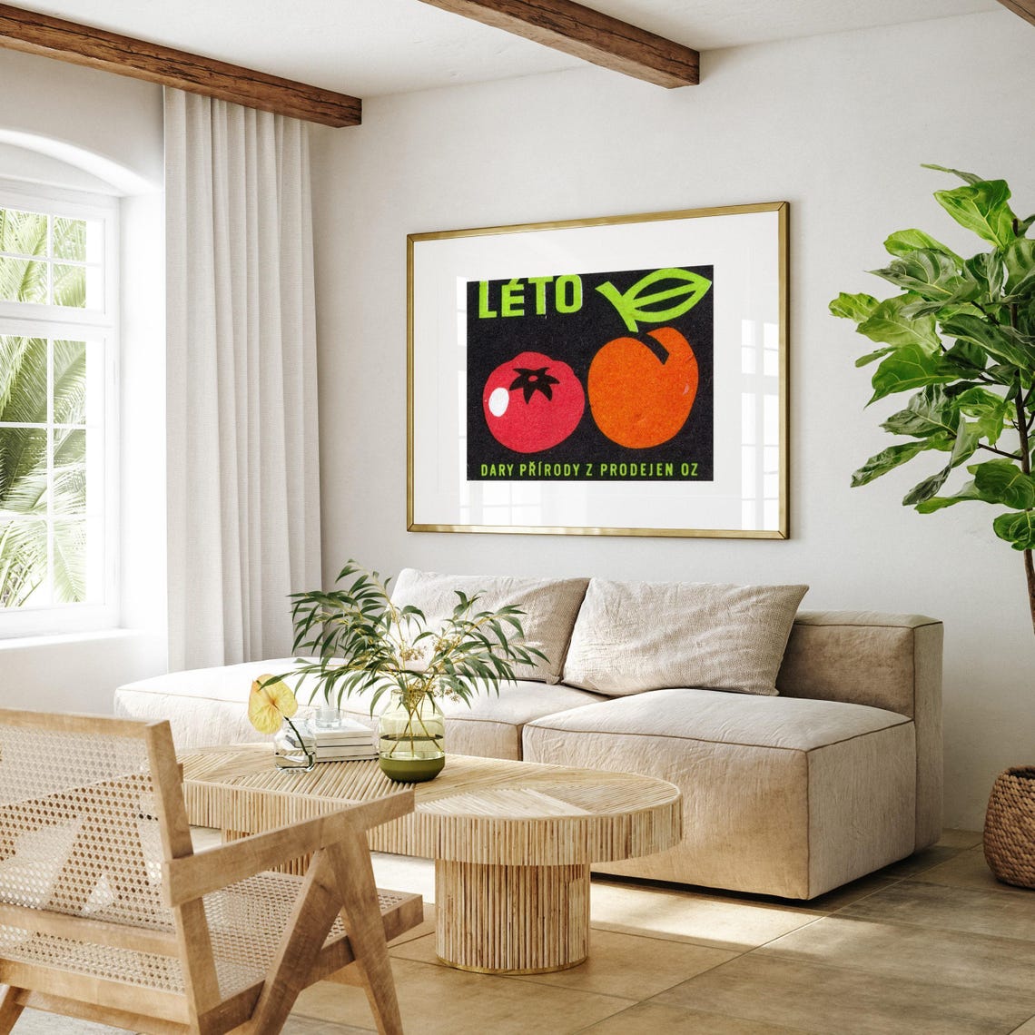 Summer Tomato Peach Vintage Czech Fruit Matchbox Label Poster - Image 4