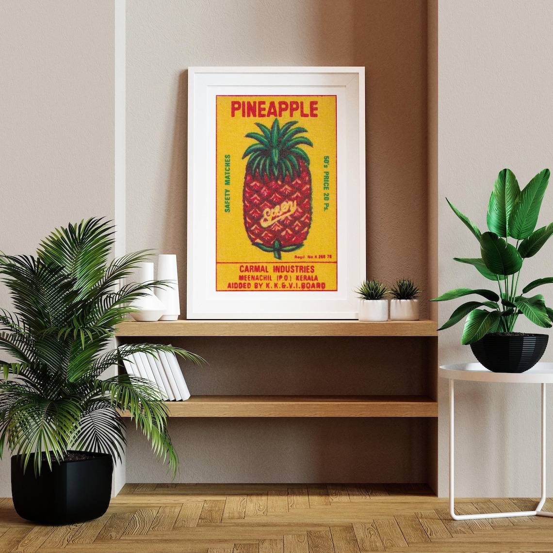 Pineapple Fruit Matchbox Print, Vintage India Poster - Image 2