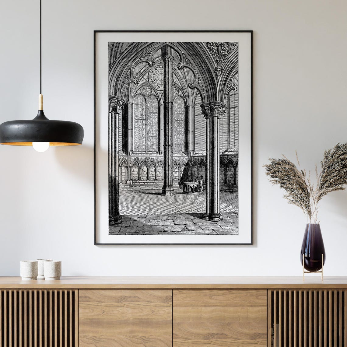 Salisbury Cathedral Chapter House Gothic Interior Engraving Poster - Image 4
