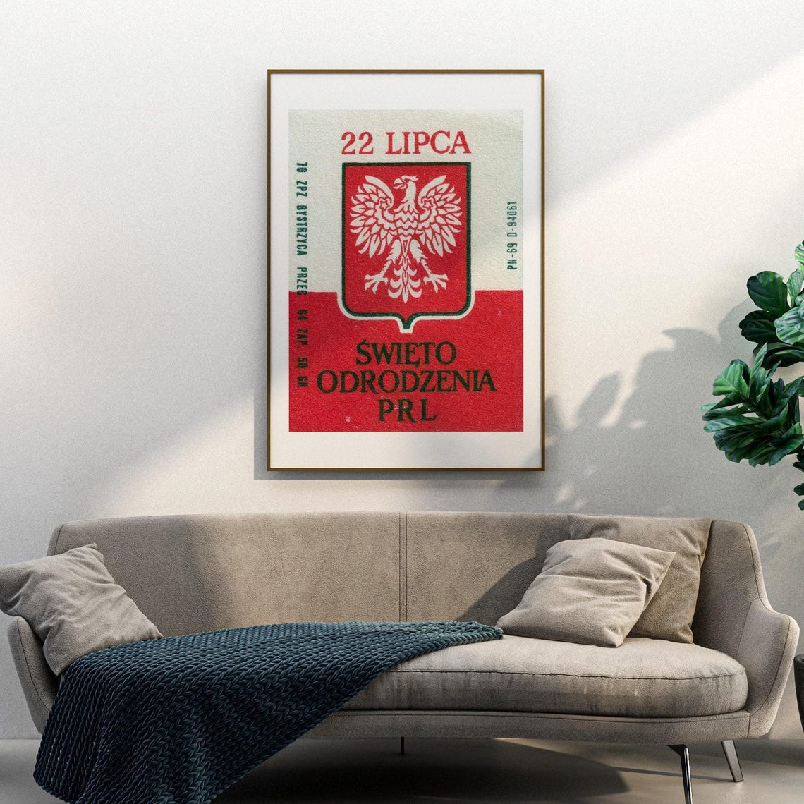 Polish White Eagle 22 Lipca Vintage Matchbox Crest PRL Poster - Image 3