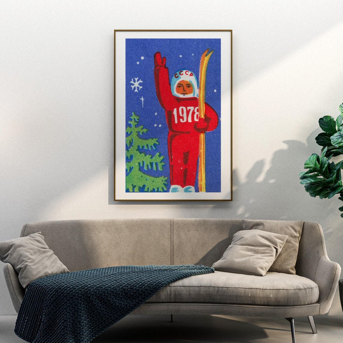 Christmas Cosmonaut Vintage Eastern Europe Poster Print - Image 3