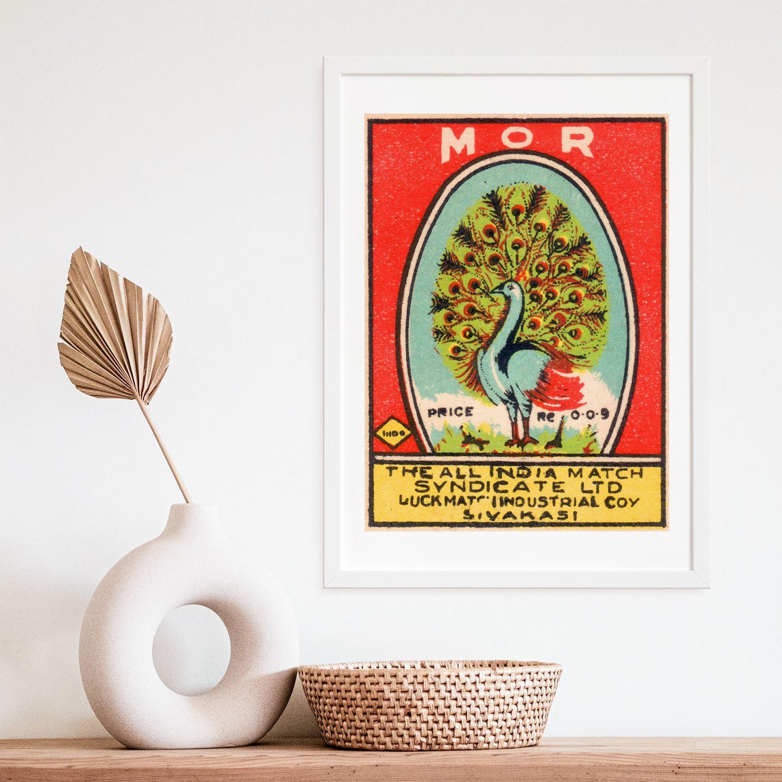 Mor Peacock Indian Vintage All India Match Syndicate Label Poster - Image 4