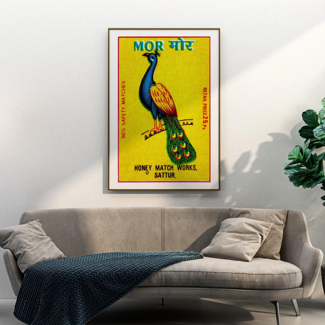 Peacock Matchbox Vintage India Art Print - Image 3
