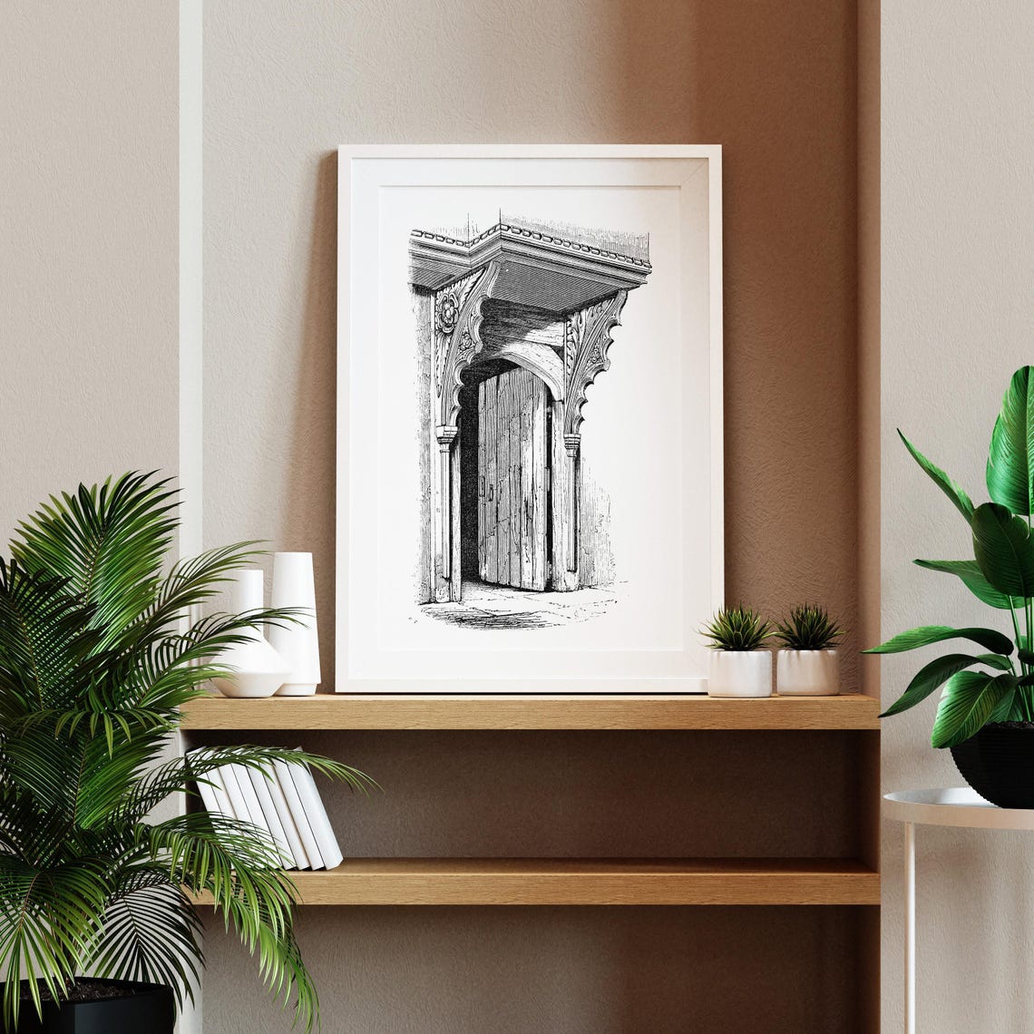 Carved Gothic Wooden Door York Medieval Canopy Engraving Poster - Image 2