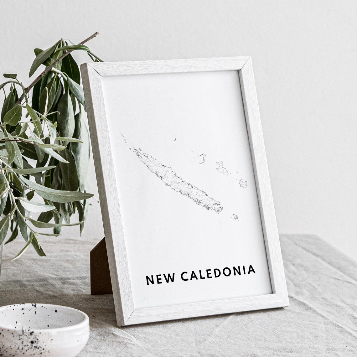 New Caledonia Island Map Minimalist Black and White Travel Poster - Image 4