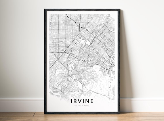 Map Irvine Ca Poster Black And White Sketch Road