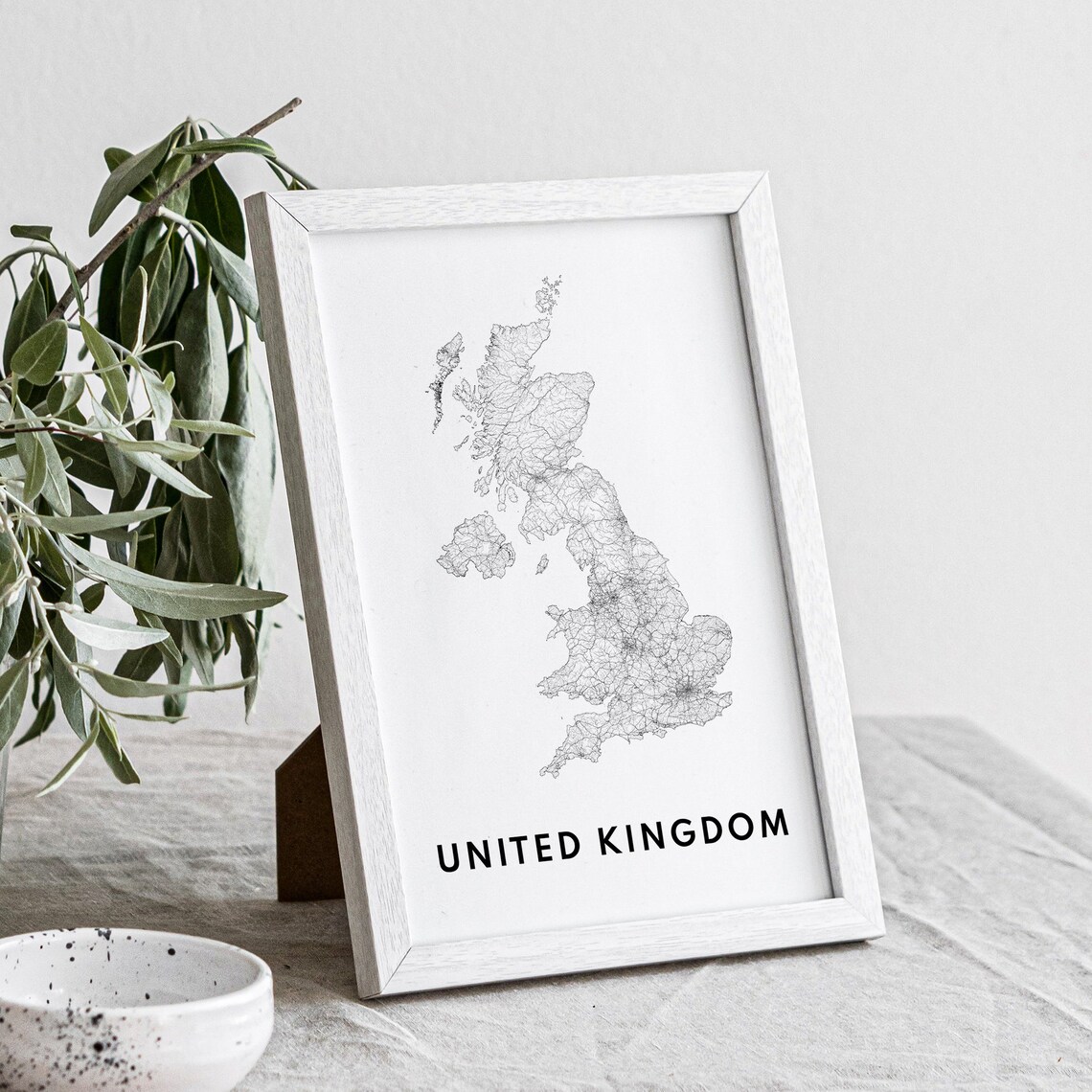 United Kingdom Map, Black And White Travel Poster - Image 4