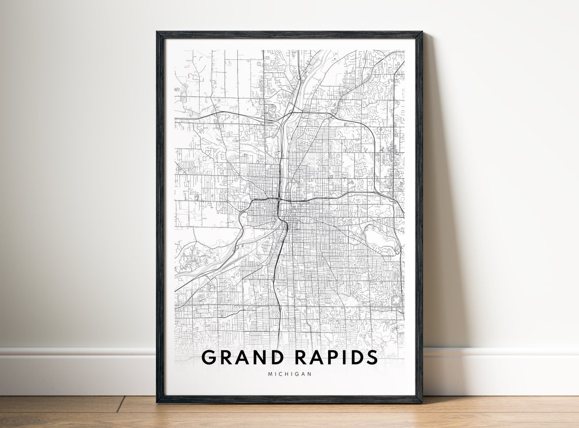 Grand Rapids Michigan Minimalist City Street Map Wall Poster