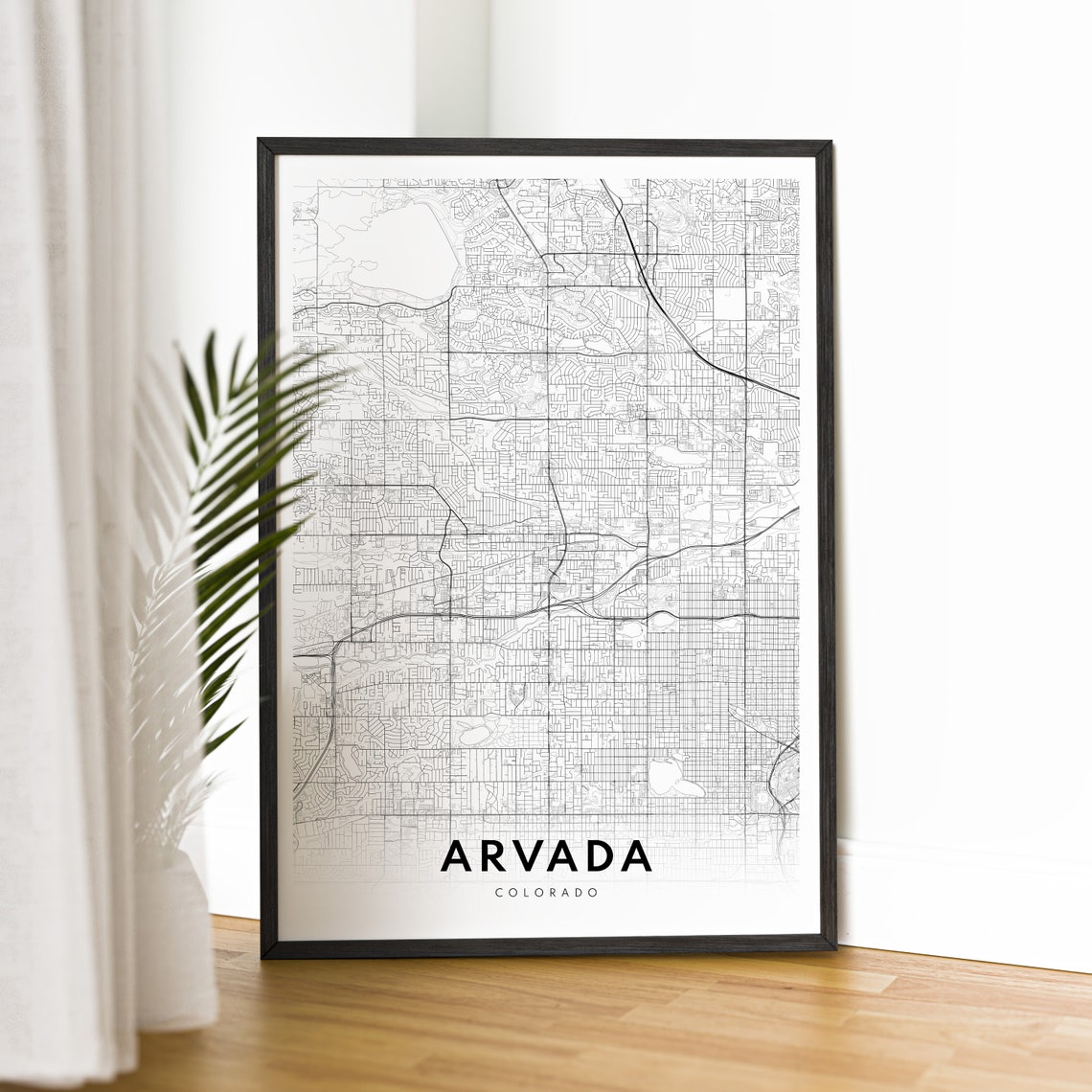 Arvada Colorado Minimalist Black and White City Street Map Poster - Image 4
