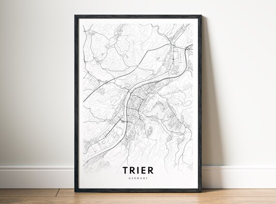Trier Map Print Germany Poster Black And White Art Sketch Karte