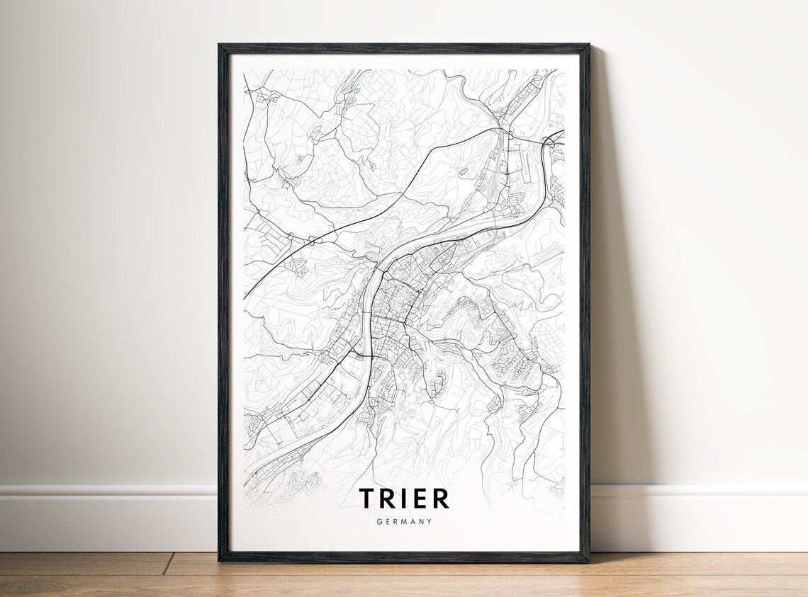 Trier Map Print Germany Poster Black And White Art Sketch Karte