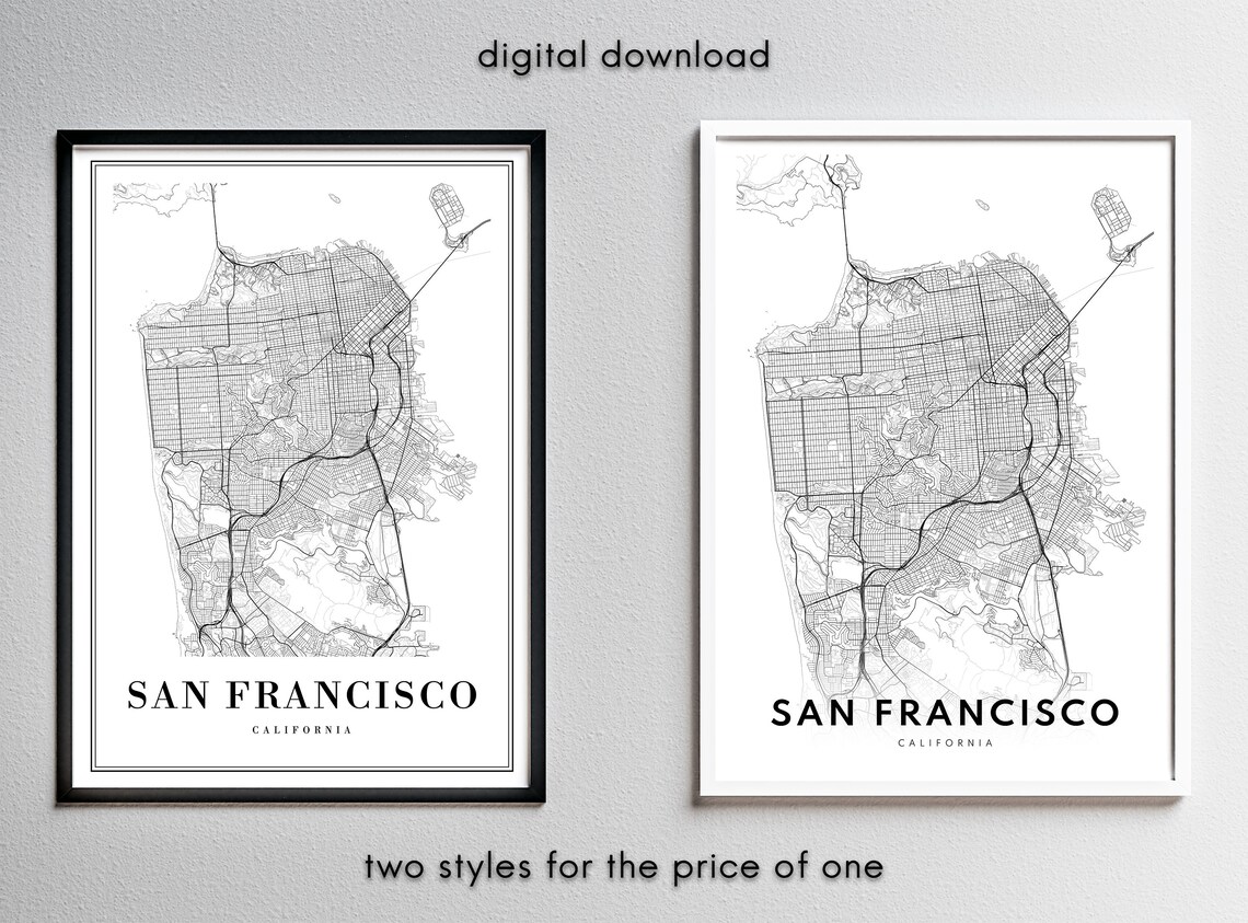 San Francisco Map Poster, Black And White Map - Image 4