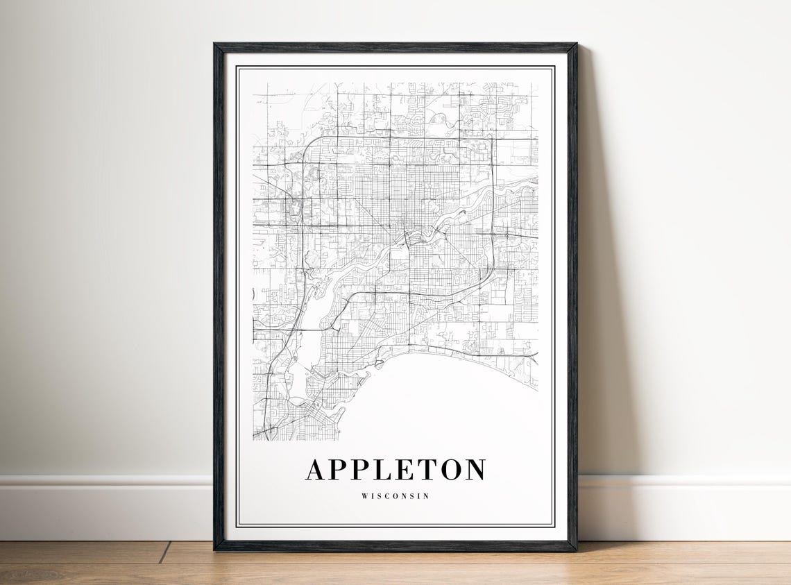 Appleton Wisconsin Black And White Minimalist City Map Line Art Poster - Image 5