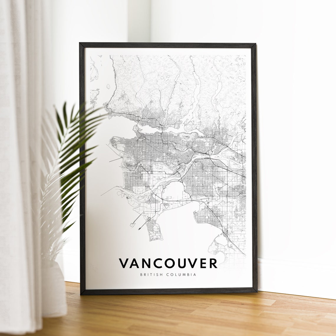 Vancouver British Columbia Street Map Black White City Line Art Poster - Image 2