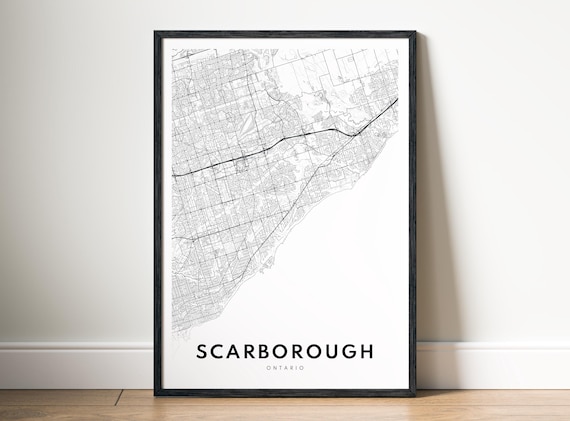 Scarborough City Map Poster Ontario Minimalistic Black And White