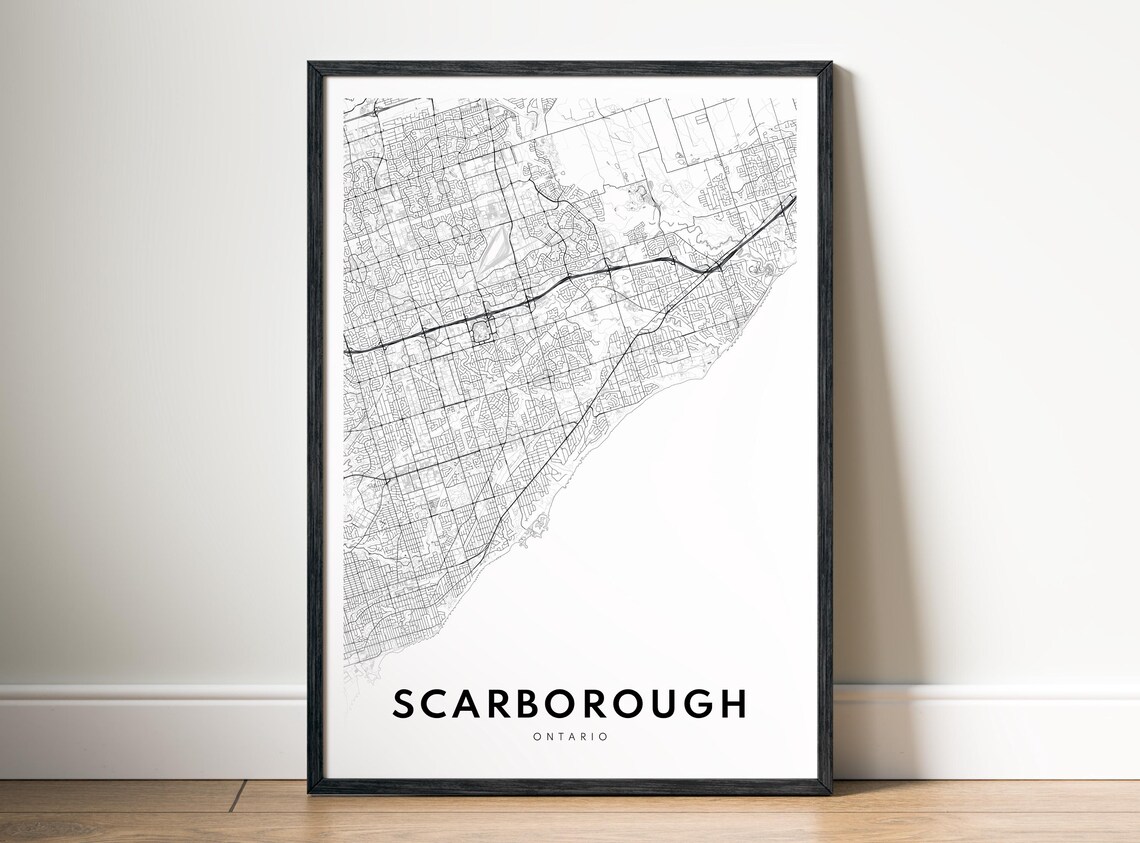 Scarborough City Map Poster Ontario Minimalistic Black And White