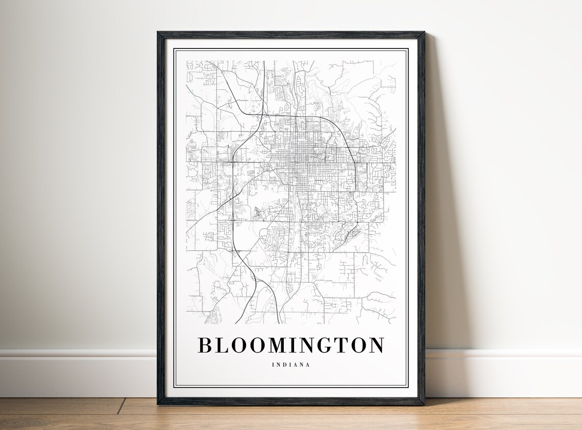 Bloomington Indiana Black and White City Map Line Art Poster - Image 5