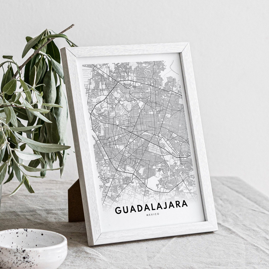 Guadalajara Mexico Black and White City Street Map Urban Poster - Image 4