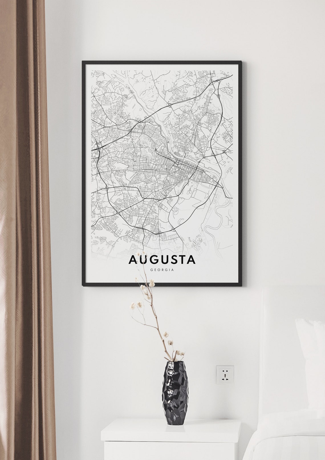 Minimalist Augusta Georgia Black and White Street Map Poster - Image 2