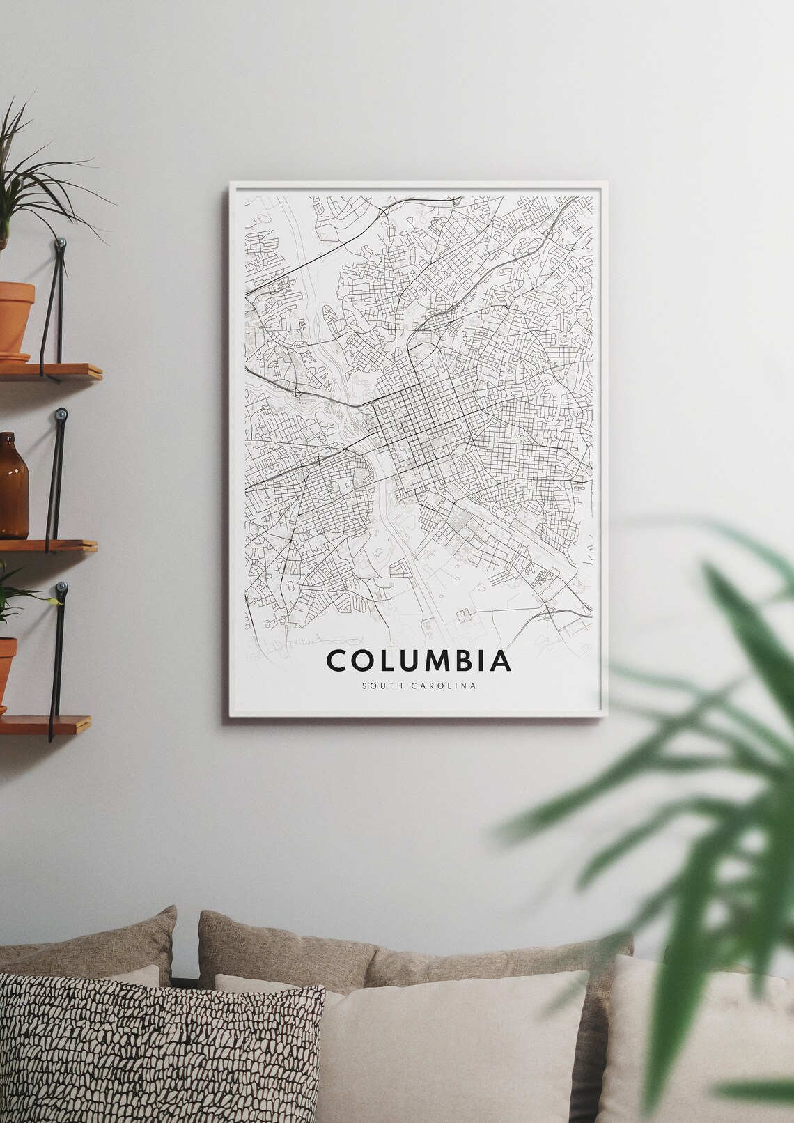 Columbia South Carolina Map Print, Black and White - Image 2