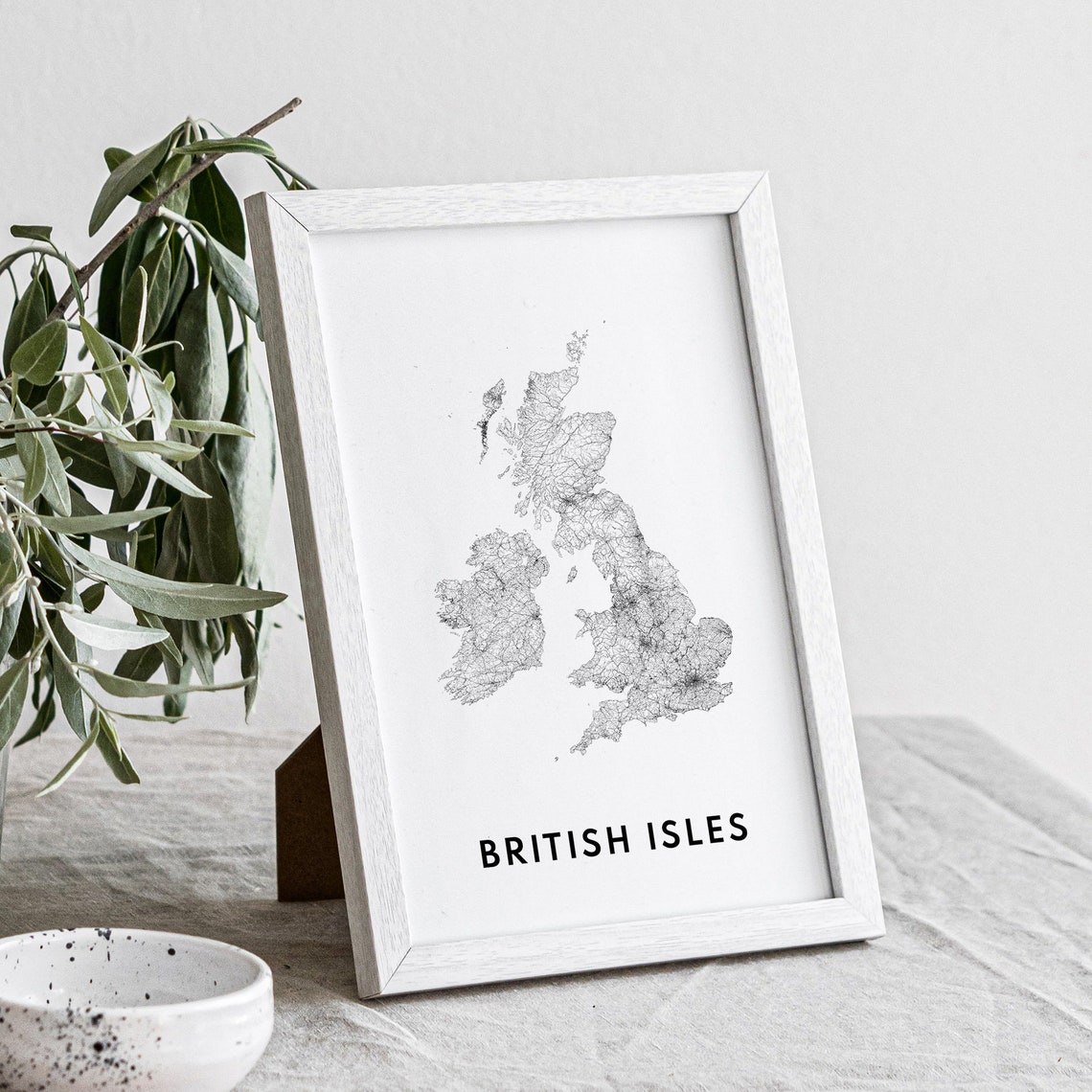 British Isles Street Map Black White Minimalist Framed Map Poster - Image 4