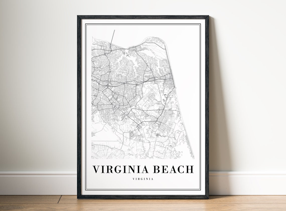Virginia Beach Virginia Minimalist Black and White Coast Map Poster - Image 5
